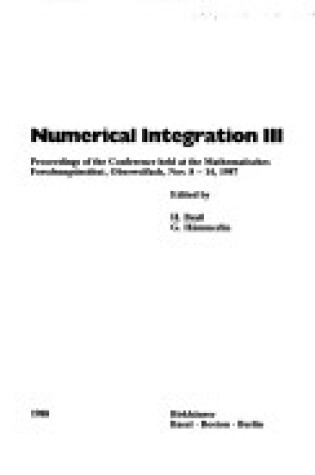 Cover of Numerical Integration III