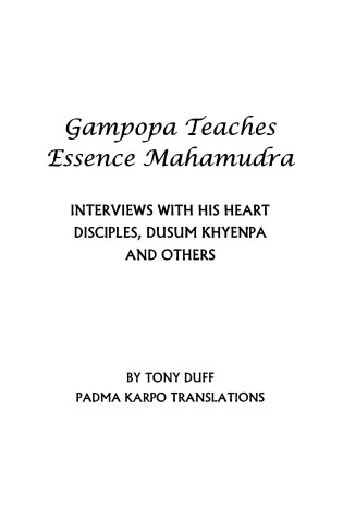 Cover of Gampopa Teaches Essence Mahamudra