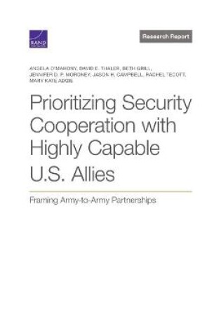 Cover of Prioritizing Security Cooperation with Highly Capable U.S. Allies