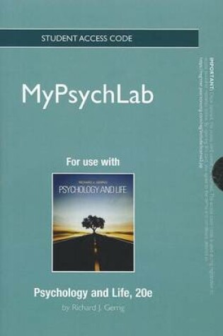 Cover of NEW MyLab Psychology  without Pearson eText -- Standalone Access Card -- for Psychology and Life