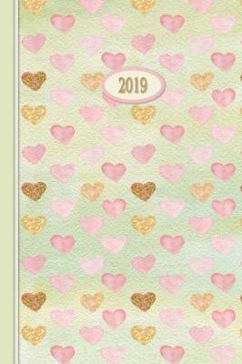 Book cover for 2019 Planner - Pink Golden Hearts