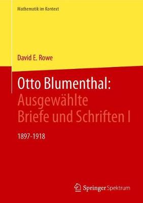 Book cover for Otto Blumenthal: Ausgewählte Briefe Und Schriften I