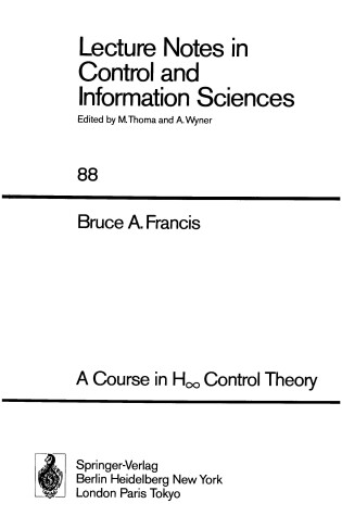 Cover of A Course in H Control Theory