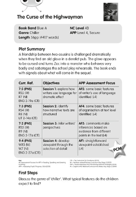 Cover of BC Blue (KS2) A/4B The Curse of the Highwayman Guided Reading Card