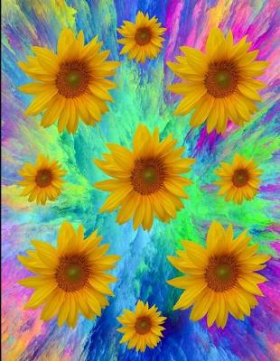 Book cover for Sunflowers Tie Dye Burst Notebook Journal 150 College Ruled Pages 8.5 X 11