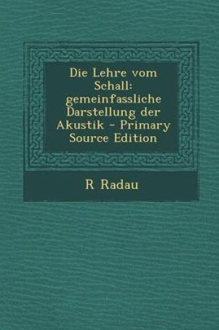 Cover of Die Lehre Vom Schall