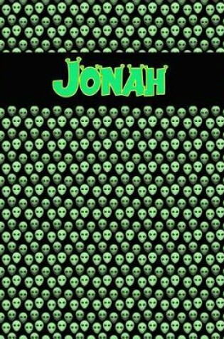 Cover of 120 Page Handwriting Practice Book with Green Alien Cover Jonah