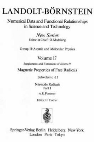 Cover of Nitroxide Radicals / Nitroxid-Radikale 1