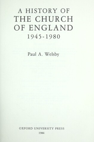 Cover of A History of the Church of England, 1945-80