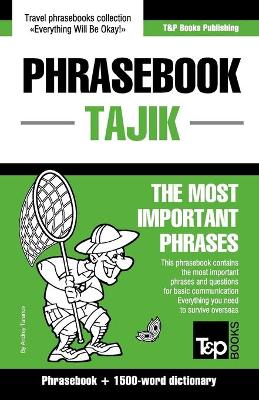 Book cover for English-Tajik phrasebook and 1500-word dictionary