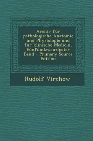 Cover of Archiv Fur Pathologische Anatomie Und Physiologie Und Fur Klinische Medicin, Funfundzwanzigster Band - Primary Source Edition