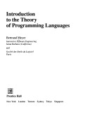 Book cover for Introduction to the Theory of Programming Language