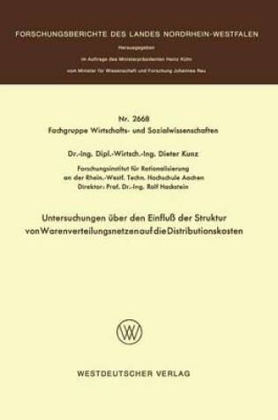 Cover of Untersuchungen über den Einfluß der Struktur von Warenverteilungsnetzen auf die Distributionskosten