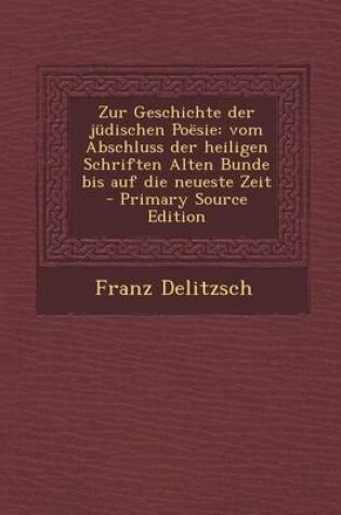 Cover of Zur Geschichte Der Judischen Poesie