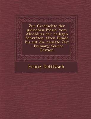 Book cover for Zur Geschichte Der Judischen Poesie