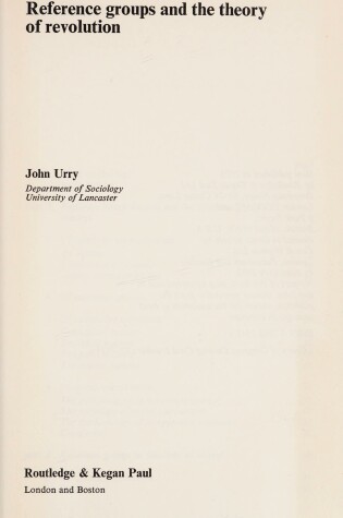 Cover of Reference Groups and the Theory of Revolution