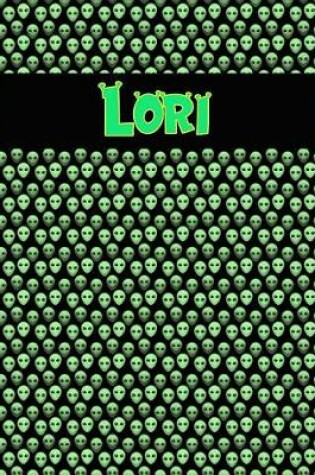 Cover of 120 Page Handwriting Practice Book with Green Alien Cover Lori