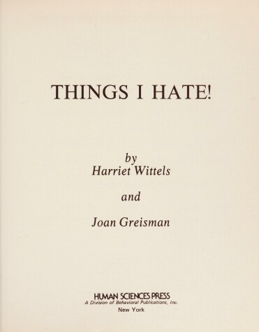 Book cover for Things I Hate