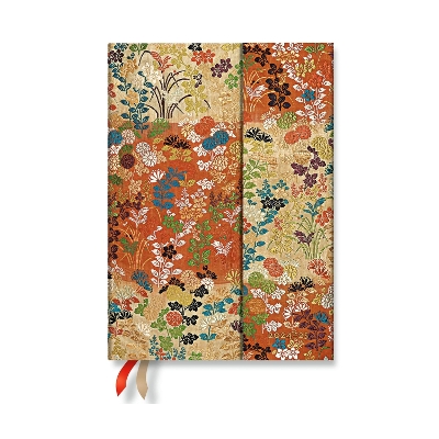 Book cover for Kara-ori (Japanese Kimono) Midi 18-month Horizontal Hardback Dayplanner 2025 (Wrap Closure)