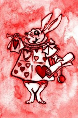 Cover of Alice in Wonderland Watercolour Journal - White Rabbit With Trumpet (Red)