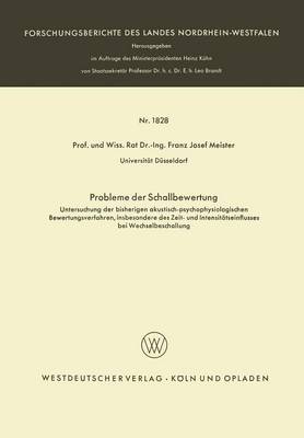 Book cover for Probleme Der Schallbewertung