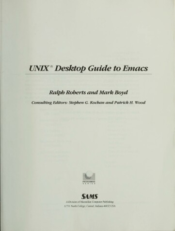 Book cover for Unix Desk Top Guide to Emacs