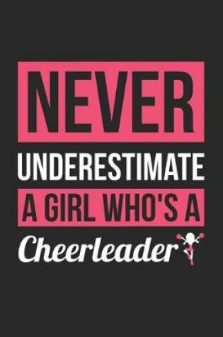 Cover of Cheerleading Notebook - Never Underestimate A Girl Who's A Cheerleader - Cheerleading Training Journal - Gift for Cheerleader