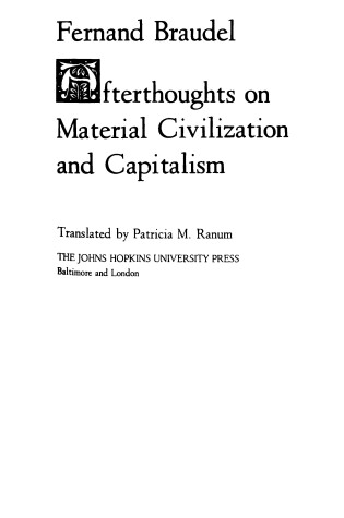 Cover of Afterthoughts on Material Civilization and Capitalism