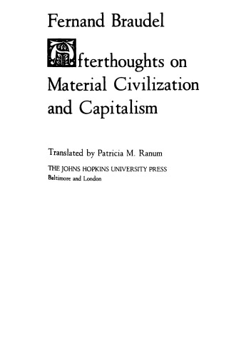 Book cover for Afterthoughts on Material Civilization and Capitalism