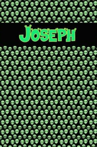 Cover of 120 Page Handwriting Practice Book with Green Alien Cover Joseph