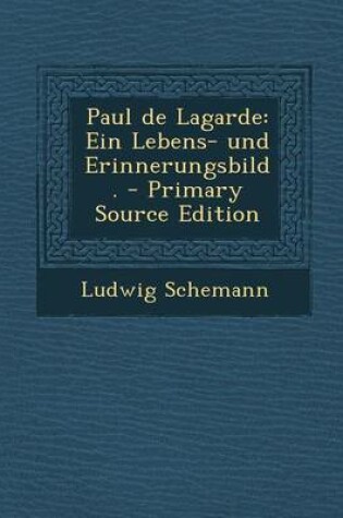 Cover of Paul de Lagarde