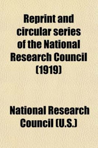 Cover of Reprint and Circular Series of the National Research Council Volume 1
