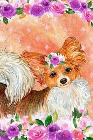 Cover of Bullet Journal Notebook for Dog Lovers Papillon in Flowers 5