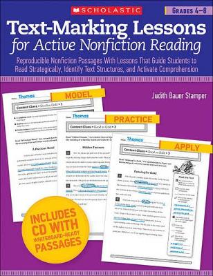 Book cover for Text-Marking Lessons for Active Nonfiction Reading Grades 4-8- Reproducible Nonfiction Passages with