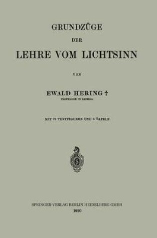 Cover of Grundzüge der Lehre vom Lichtsinn