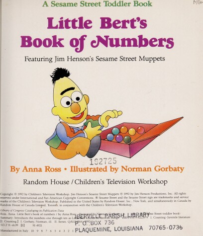 Book cover for Sesst-Little Berts Book of Numbers#
