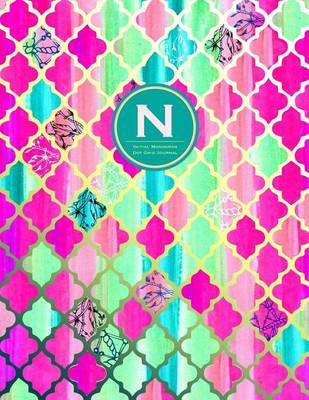 Book cover for Initial N Monogram Journal - Dot Grid, Moroccan Pink Green