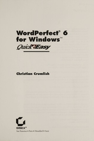 Cover of WordPerfect 6 for Windows Quick and Easy