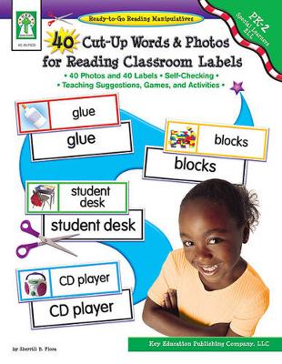 Book cover for 40 Cut-Up Words & Photos for Reading Classroom Labels, Grades Pk - 2