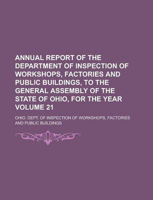 Book cover for Annual Report of the Department of Inspection of Workshops, Factories and Public Buildings, to the General Assembly of the State of Ohio, for the Year