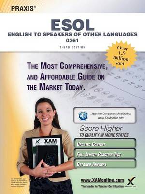 Book cover for Praxis English to Speakers of Other Languages (Esol) 0361 Teacher Certification Study Guide Test Prep