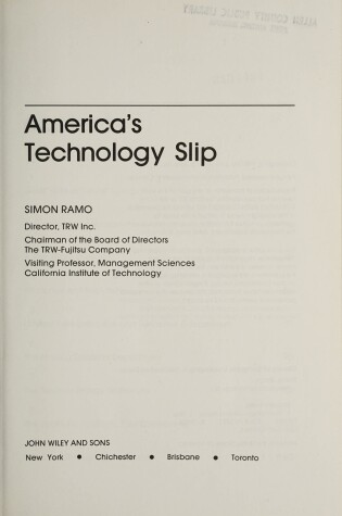 Cover of America's Technology Slip