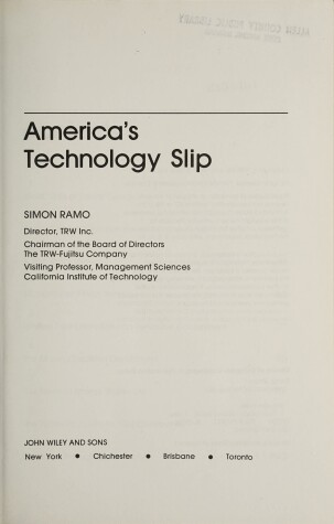 Book cover for America's Technology Slip