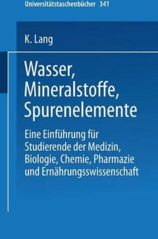 Cover of Wasser, Mineralstoffe, Spurenelemente