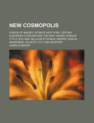 Book cover for New Cosmopolis; A Book of Images. Intimate New York. Certain European Cities Before the War Vienna, Prague, Little Holland, Belgium Etchings, Madrid, Dublin, Marienbad. Atlantic City, and Newport