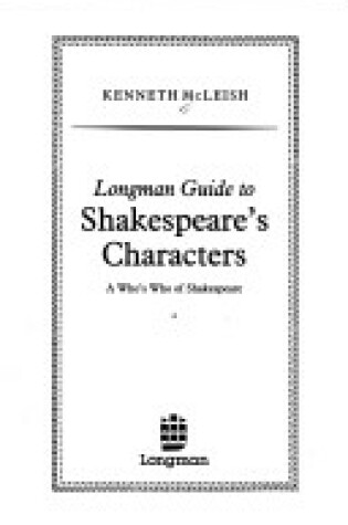 Cover of Longman Guide to Shakespeare Characters