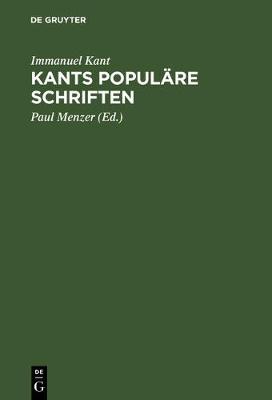 Book cover for Kants Populare Schriften