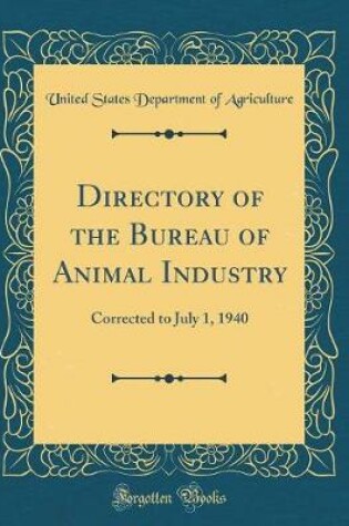 Cover of Directory of the Bureau of Animal Industry