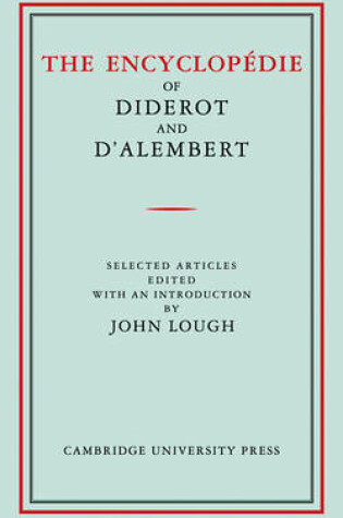 Cover of The Encyclopedie of Diderot and D'Alembert