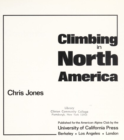 Book cover for Climbing in North America